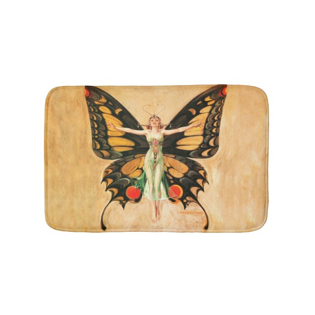 Flapper Butterfly Flying Frauan Illustration Badematte (Vorderseite)