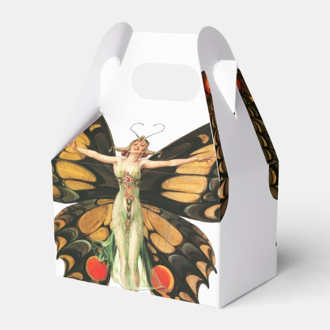 Flapper Butterfly Flying Frauan Illustration Geschenkschachtel (Vorderseite)
