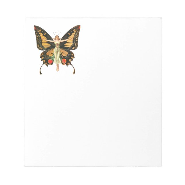 Flapper Butterfly Flying Frauan Illustration Notizblock (Vorderseite)