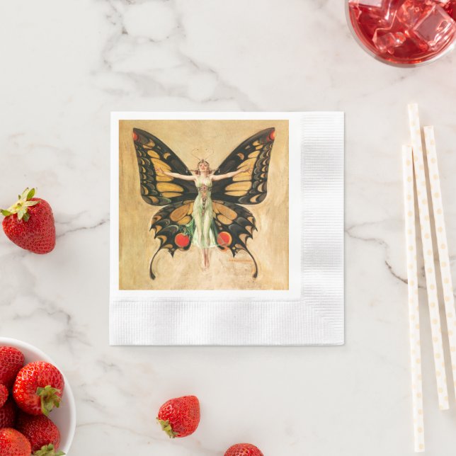 Flapper Butterfly Flying Frauan Illustration Serviette (Beispiel)