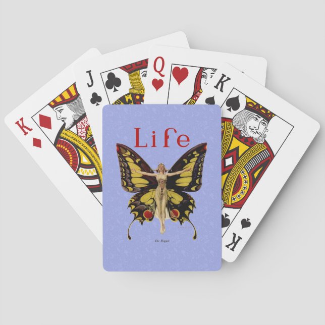 Flapper Butterfly Flying Frauan Illustration Spielkarten (Rückseite)