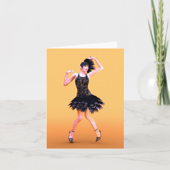 Flapper Dancing Vintag Feiertagskarte (Vorderseite)