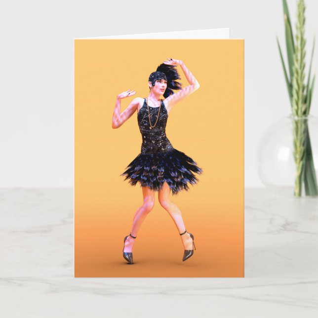 Flapper Dancing Vintag Karte (Vorderseite)