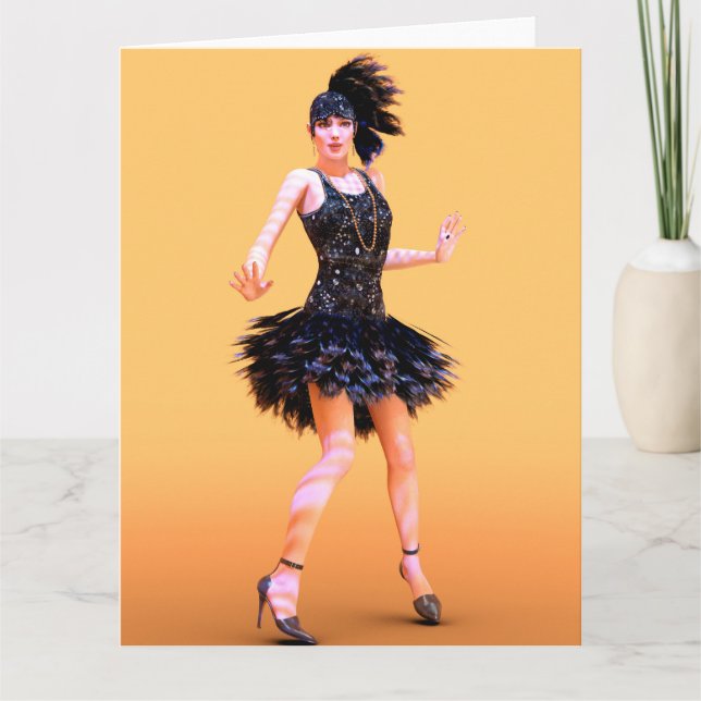 Flapper Dancing Vintag Karte (Vorderseite)