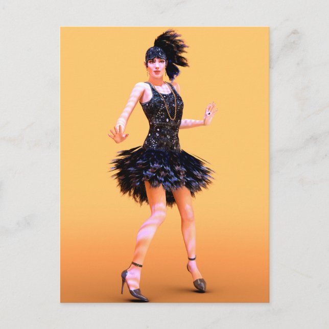 Flapper Dancing Vintag Postkarte (Vorderseite)