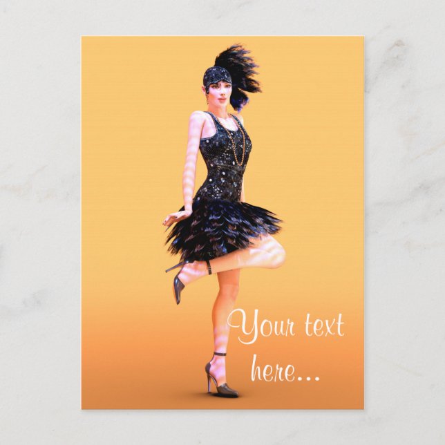 Flapper Dancing Vintag Postkarte (Vorderseite)