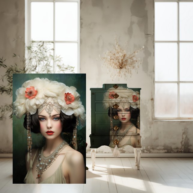 Flapper der 1920er Jahre, Adorned Lady, Portrait A Seidenpapier (Von Creator hochgeladen)