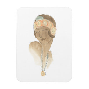 Flapper Fashion Sketch - Frau mit Haarteil Magnet
