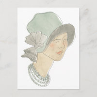 Flapper Fashion Sketch - Frau mit Hut