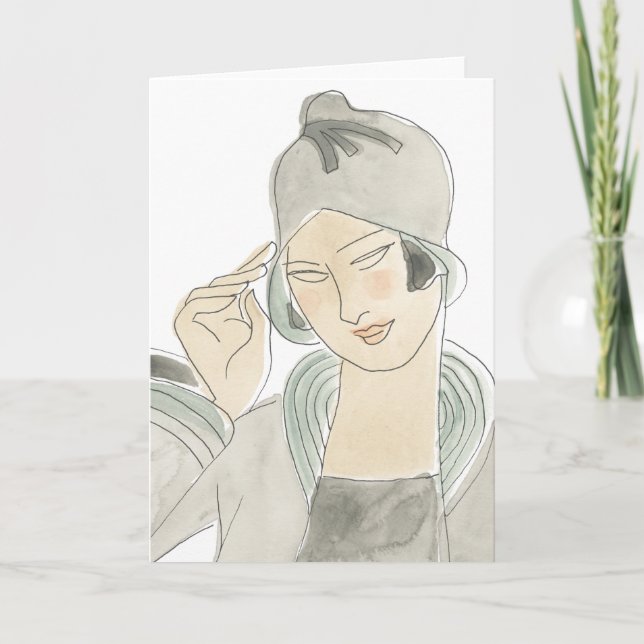Flapper Fashion Sketch Karte (Vorderseite)