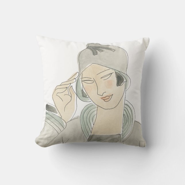 Flapper Fashion Sketch Kissen (Vorderseite)