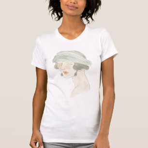 Flapper Fashion Sketch - Portrait T-Shirt