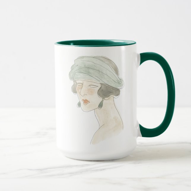 Flapper Fashion Sketch - Portrait Tasse (Rechts)