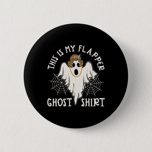 Flapper Ghost 1920er Vintages Halloween-Party Roar Button (Vorderseite)