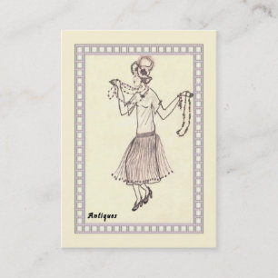 Flapper Girl aus den 1950er Jahren Zeichnend Visit Visitenkarte