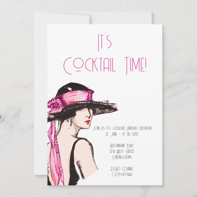 Flapper Girl Cocktail Party Einladung (Vorderseite)