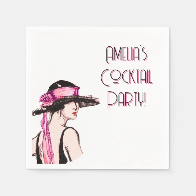 Flapper Girl Cocktail Party Personalisiert Serviette (Vorderseite)