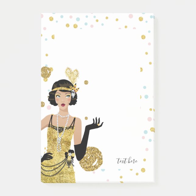 Flapper Girl Gatsby Theme der 1920er Post-it Klebezettel (Vorderseite)