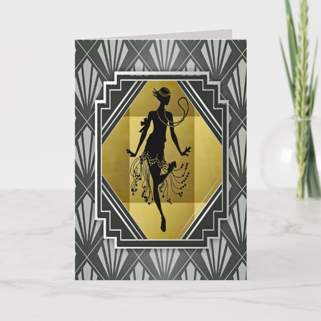 Flapper Girl Grußkarte Karte (Vorderseite)