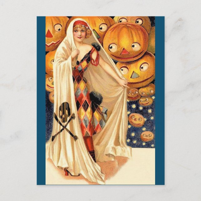 Flapper girl Halloween Postkarte (Vorderseite)