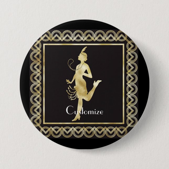 Flapper Girl Thunder_Cove der 1920er Jahre Button (Vorderseite)