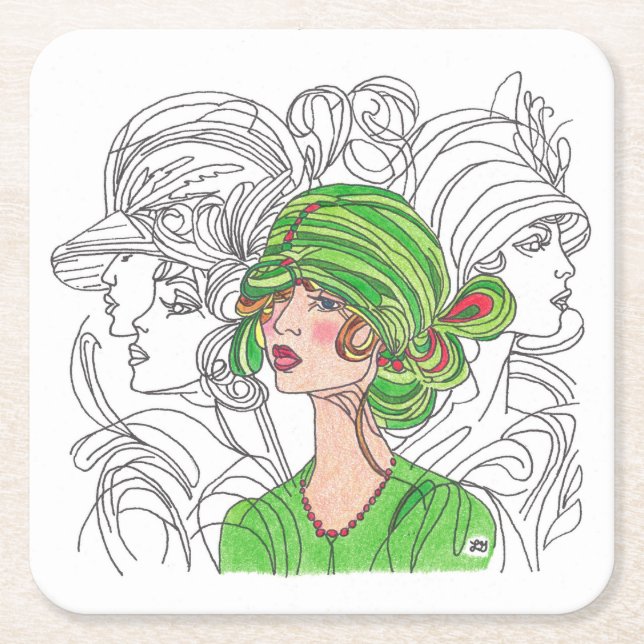 Flapper Girl Untersetzer (Vorderseite)
