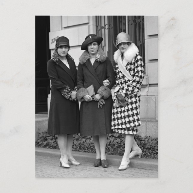 Flapper Girls, Cloche hats 1920er Postkarte (Vorderseite)
