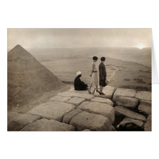 Flapper Girls Sunrise Khufu Pyramid, Ägypten 1920 (Vorderseite (Horizontal))