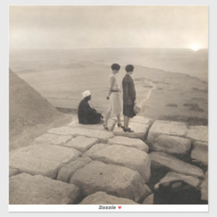 Flapper Girls Sunrise Khufu Pyramid, Ägypten 1920 Aufkleber