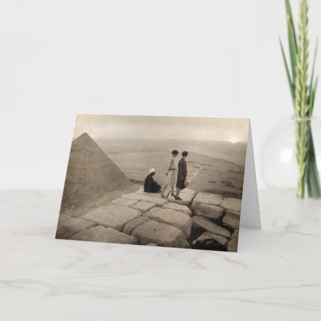 Flapper Girls Sunrise Khufu Pyramid, Ägypten 1920 Dankeskarte (Vorderseite)