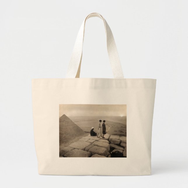 Flapper Girls Sunrise Khufu Pyramid, Ägypten 1920 Jumbo Stoffbeutel (Vorne)