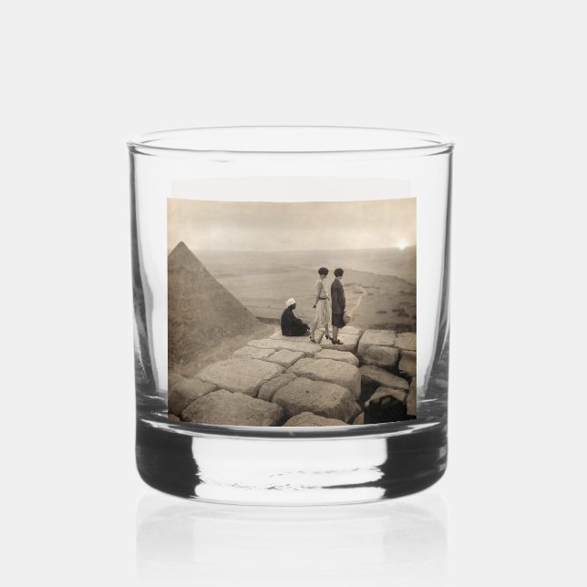 Flapper Girls Sunrise Khufu Pyramid, Ägypten 1920 Whiskyglas (Vorderseite)