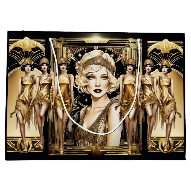 Flapper großartiges gatsby Girl blonde haar der 19 Große Geschenktüte (Rückseite)