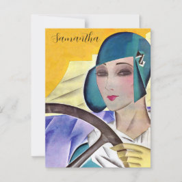 Flapper in Lila Hat Postkarte