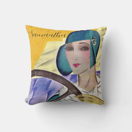 Flapper in Lila Hut (PERSONALISIEREN) Kissen