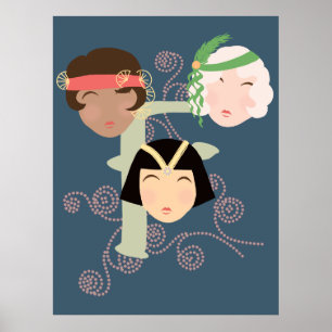 Flapper Mädchen der raren Zwanziger Poster