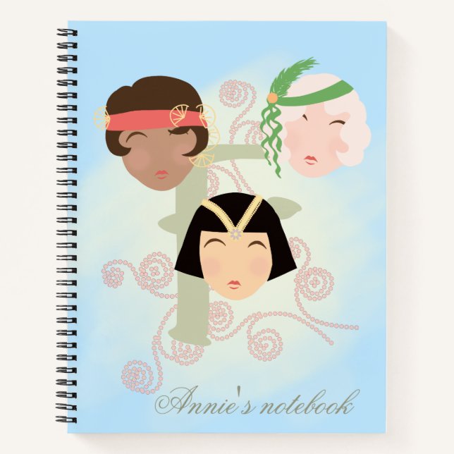 Flapper Mädchen der roaring twenties Notizbuch (Vorderseite)