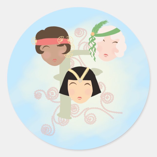 Flapper Mädchen der roaring twenties Runder Aufkleber (Vorderseite)
