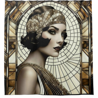 Flapper Roaring 20s Shower Curtain Duschvorhang