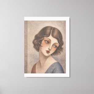 Flapper Schüchternes Mädchen in Pastellfarben Leinwanddruck