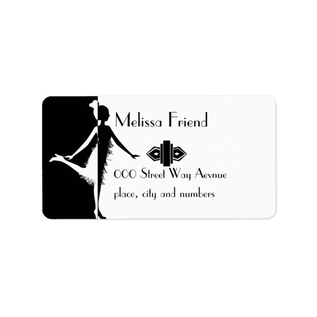 Flapper Silhouette Adressaufkleber (Vorne)