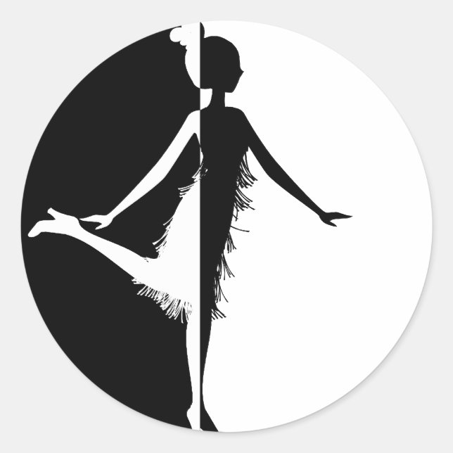 Flapper Silhouette Runder Aufkleber (Vorderseite)