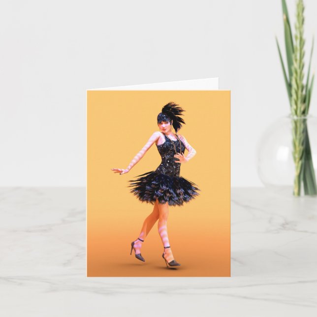Flapper-Tanz Vintage Feiertagskarte (Vorderseite)