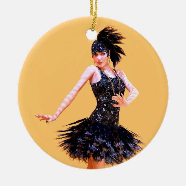 Flapper-Tanz Vintage Keramik Ornament (Vorne)