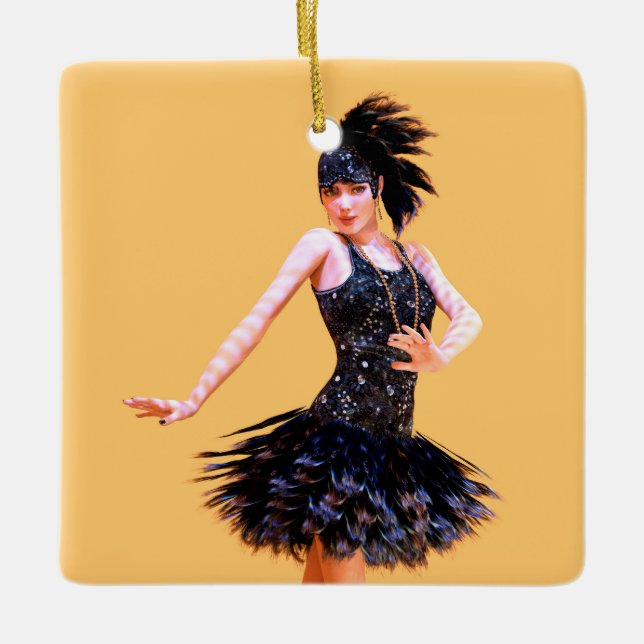 Flapper-Tanz Vintage Keramikornament (Vorderseite)