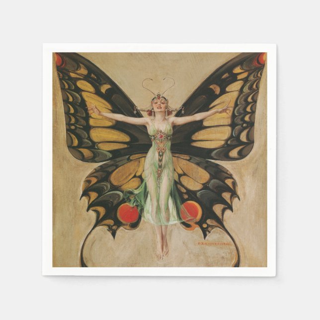 FlapperButterfly Flying Illustration Classic Serviette (Vorderseite)