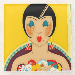 "Flappers and Blume" Art Deco von Jose Carlos Glasuntersetzer