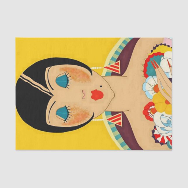 "Flappers and Blume" Art Deco von Jose Carlos Seidenpapier (Vorderseite)