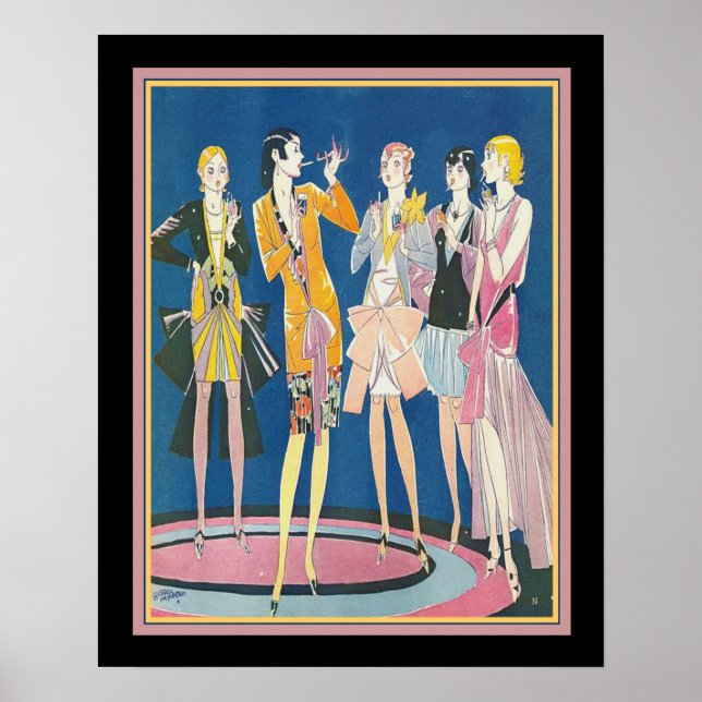 Flappers Art déco 1928 Impression par Russell Patt (Devant)