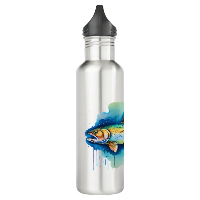 Flasche - Aquarellfarben Serie: Forellen/Lachs Edelstahlflasche (Links)